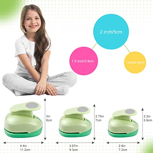 Circle Punch 2+1.5+1 Inch Paper Punch 3 Pcs Paper Punches for Crafting