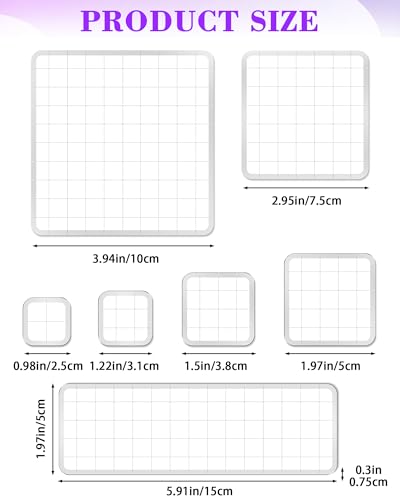 7 Pieces FIVEIZERO Acrylic Stamp Block with Grid Lines (7 Count)