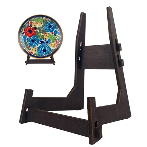 2 Pack 8 Inch Wooden Plate Stands for Display