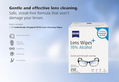 Pre Moistened Lens Cleaning Wipes with 70% Alcohol (250 Count)