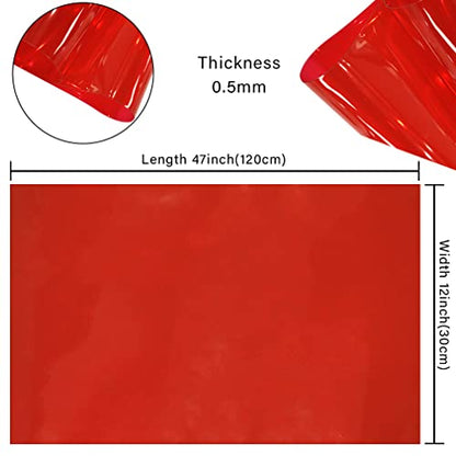 HYANG Red Transparent PVC Super Clear Holographic Vinyl Faux Leather Sheets 1 Roll 12'' x 47''