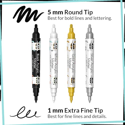 4 Dual Tip Acrylic Paint Pens Markers