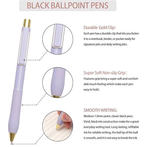 Ballpoint Pens Black Ink Pen 1.0mm Medium Point with Super Soft Grip (12 Count)