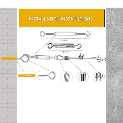 165FT 1 8" Stainless Steel Wire Rope Kit with Turnbuckles (165 Foot)