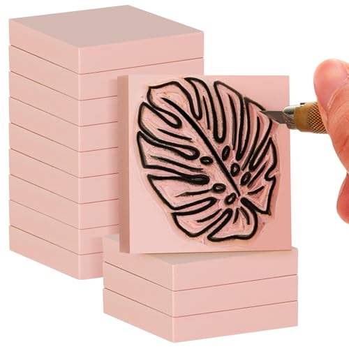 12 Pcs 2" x 2" Rubber Carving Block Printmaking Stamp (12 Count)