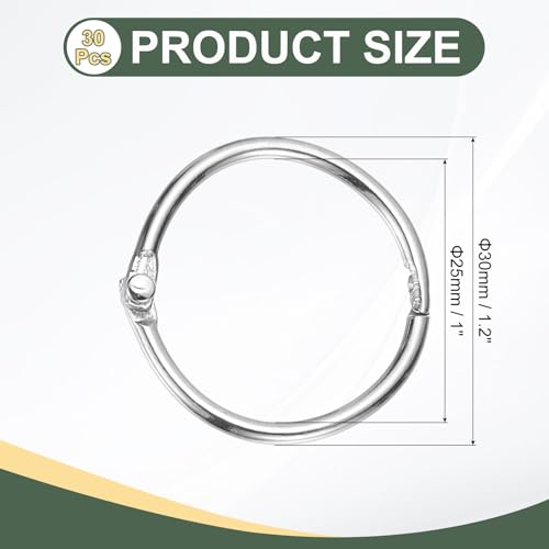 1" x 1.18" Loose Leaf Binder Rings (30 Count)