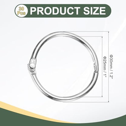 1" x 1.18" Loose Leaf Binder Rings (30 Count)