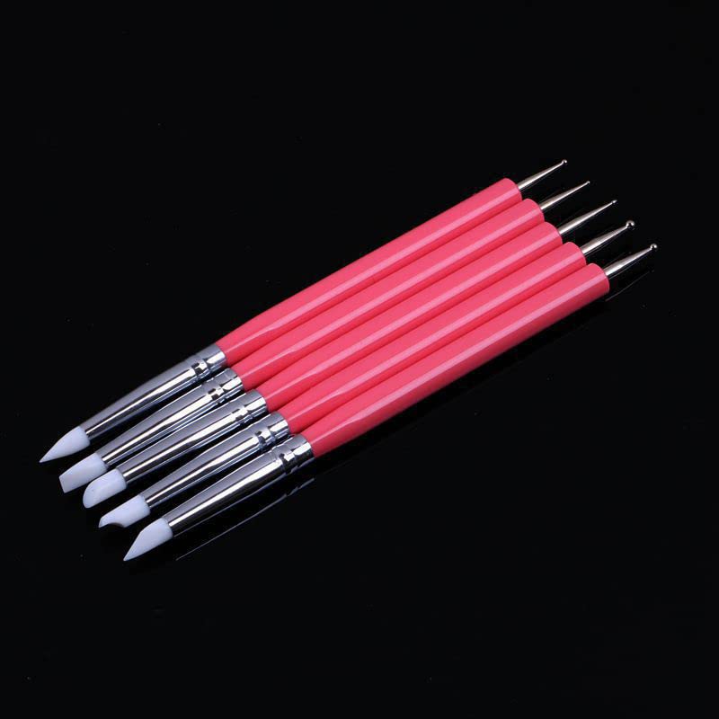 4PCS Double Ended Metal Ceramic Clay Ball Stylus Dotting Tools and 5PCS 2 Way Silicone Polymer and Embossing Paper Flower Indentation Tool for Drawing