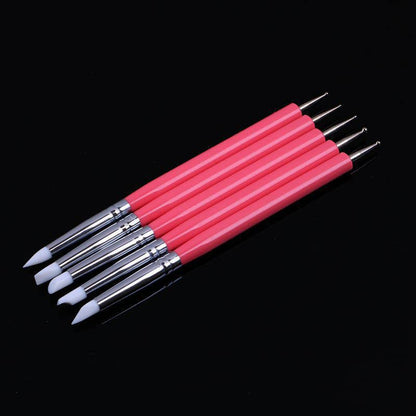 4PCS Double Ended Metal Ceramic Clay Ball Stylus Dotting Tools and 5PCS 2 Way Silicone Polymer and Embossing Paper Flower Indentation Tool for Drawing