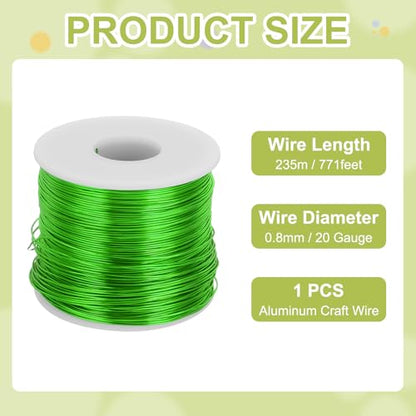 20 Gauge Anodized Aluminum Craft Wire 771 Ft 0.8mm Green