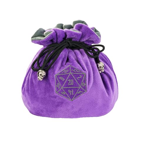 DND Dice Bags Large with Pockets Purple Storage Bag for D&D RPG Game (5.2 Ounce)