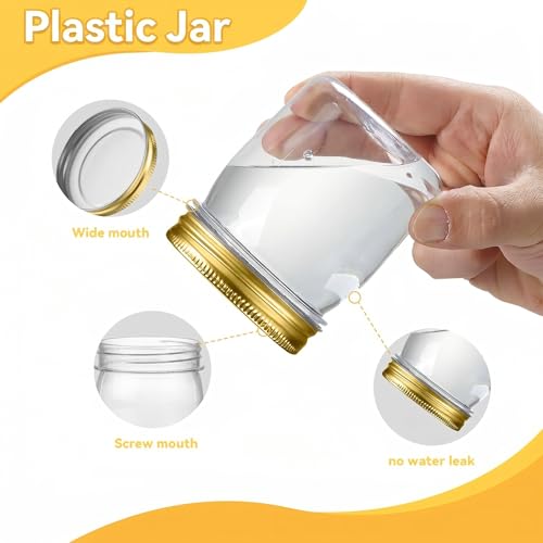 8 oz Plastic Mason Jars and Clear Plastic Jars with Lids 8 oz (16 Count)