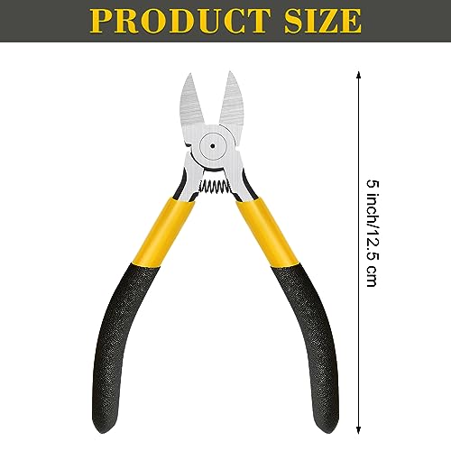 15 Pcs 5" Wire Cutters Precision Cutting Pliers Side Diagonal Cutters Small Wire Clippers Spring Loaded Flush Cut Snips with Nonslip Handle for DIY Jewelry Making Crafting Model Kits Zip Ties