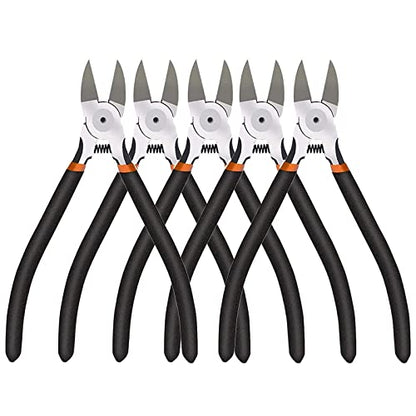Wire Cutters Heavy Duty 5 Pack Side Cutters 6 Inches Wire Snips Flush Cut Pliers Metal Cutting Tool for Crafting (5 Count)