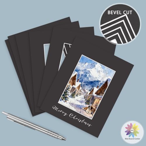 Mat Board Center 25 Pack 8x10 Picture Mat for 5x7 Photo Black