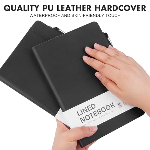 12 Set Lined Notebook Journals with Pens A5 Notebooks 100 GSM College Ruled Hardcover Notebook PU Leather Notepad with Pen Holder for Office School