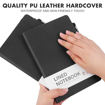 12 Set Lined Notebook Journals with Pens A5 Notebooks 100 GSM College Ruled Hardcover Notebook PU Leather Notepad with Pen Holder for Office School