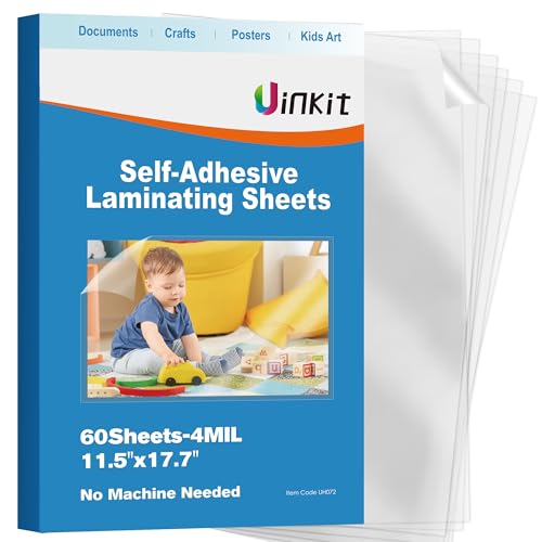 4Mil Self Adhesive Laminating Sheets 11.5x17.5 Inches (60 Count)