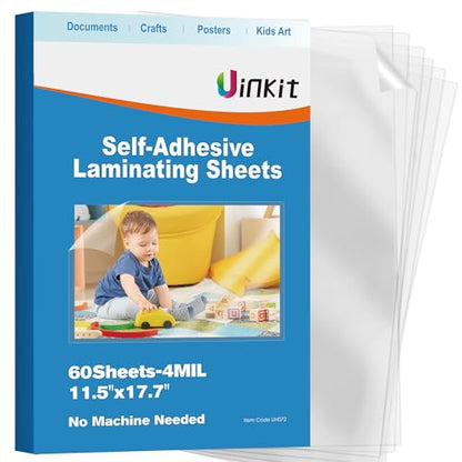 4Mil Self Adhesive Laminating Sheets 11.5x17.5 Inches (60 Count)
