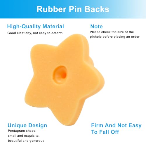100 Pack Orange Star Shape Rubber Pin Backs (100 Count)