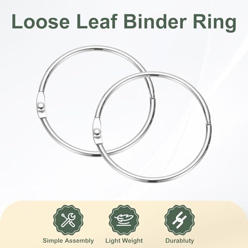 2" x 2.2" Loose Leaf Binder Rings (30 Count)
