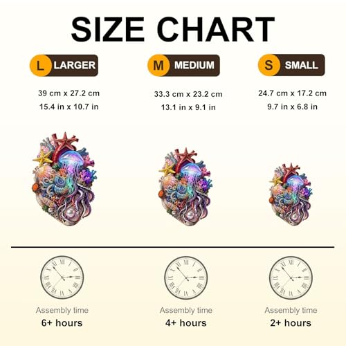 Sea Ocean Heart Puzzles Fantasy Jellyfish Octopus Coral Puzzle Adults Gifts for Women Men Wooden 235 Pieces 15.4 * 10.7in