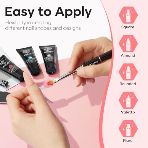 Poly Extension Gel Nail Kit 6 Colors with 48W UV Lamp Pink Nude