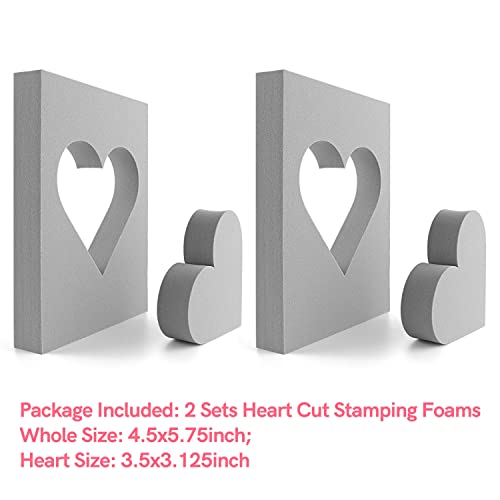 9 Pcs Heart Cut Stamping Foam Grey Moldable Foam Stamps Plastic Dry Foam Stamp Pad Cut and Dry Foam Stamping Foam Block for Sculpture