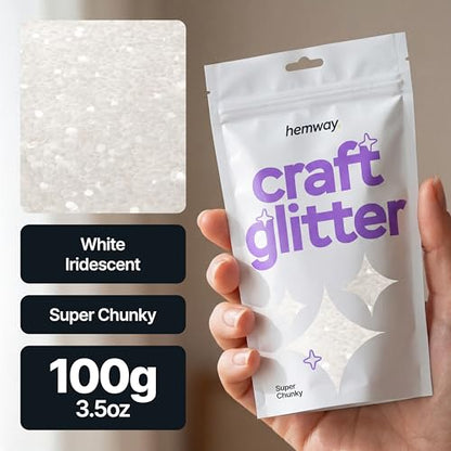 Craft Glitter White Iridescent 100g Super Chunky Glitter (3.5 Ounce)