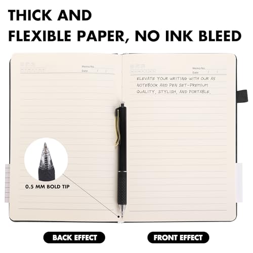 12 Set Lined Notebook Journals with Pens A5 Notebooks 100 GSM College Ruled Hardcover Notebook PU Leather Notepad with Pen Holder for Office School