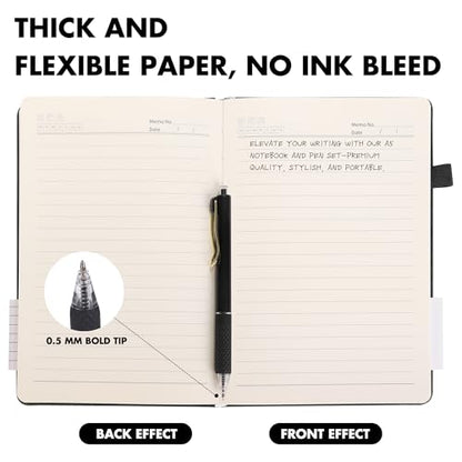 12 Set Lined Notebook Journals with Pens A5 Notebooks 100 GSM College Ruled Hardcover Notebook PU Leather Notepad with Pen Holder for Office School