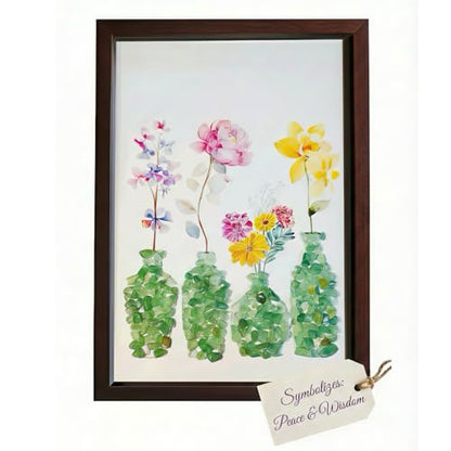 DIY Natural Crystal Mosaic Art Kit with Frame Gemstone Flower Vase Decor
