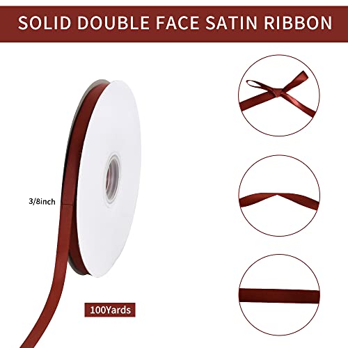 100yds 3 8 Inch Rust Satin Ribbon for Craft Gifts Wrapping (300 Foot)