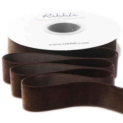 Brown Velvet Ribbon 1 Inches Continuous10 Yard Spool Christmas Ribbon for Gift Wrapping Crafts Home Decor