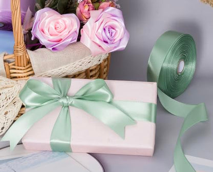 1 Inch Sage Green Solid Satin Ribbon for Gift Wrapping