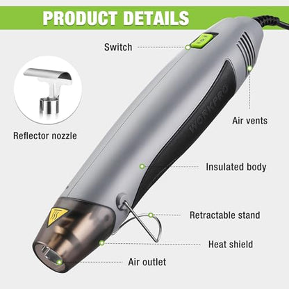 400W Mini Heat Gun with Reflector Nozzle and 2 Temp Settings