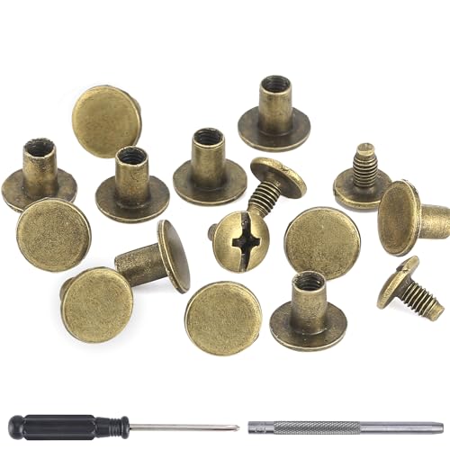 150 Sets 8MM Chicago Screws Leather Rivets for Fabric Chicago Binding Screws Buttons Metal Studs Rivets for Decorate and Repair Belts Bags Shoes Purse Dog Collar Leather Craft