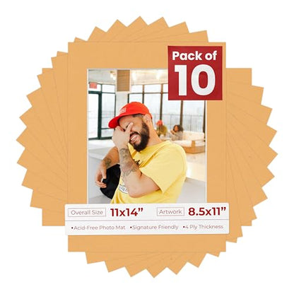 Pack of Ten Acid Free 11x14 Mats Bevel Cut for 8.5x11 Photos (10 Count)