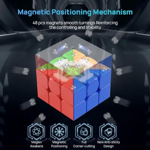 Magnetic 3x3 Speed Cube Stickerless for Kids & Adults