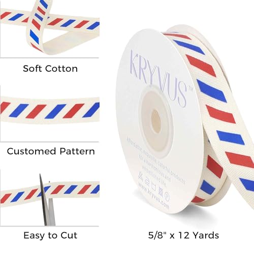 4th of July Red White and Blue Cotton Ribbon 5 (36 Foot)
