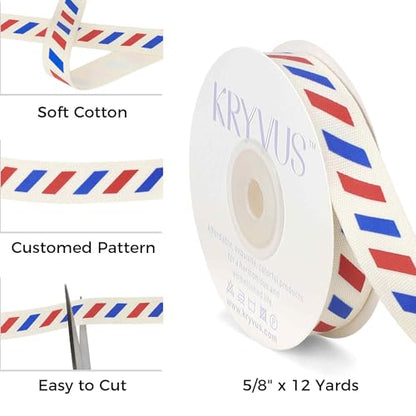 4th of July Red White and Blue Cotton Ribbon 5 (36 Foot)