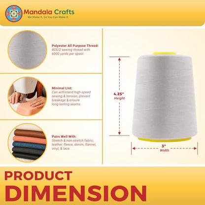 40S 2 Off White Polyester 4 Pack of Serger Threads Cones (72000 Foot)