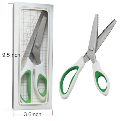 Green Pinking Shears Comfort Grips Crafts Zig Zag Cut Sewing Scissors