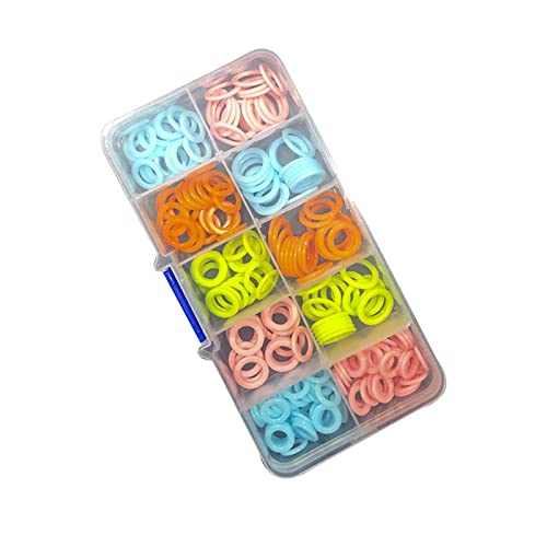 240PCS Round Knitting Stitch Rings Plastic Crochet Stitch Markers with 10 Grid Storage Box Sewing Accessories