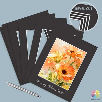 Mat Board Center 50 Pack 11x14 Picture Mat for 8x10 Photo Black