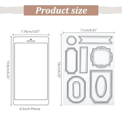 Label Clear Stamp Frame Stamps for Card Making Tag Silicone Stamps for Crafting Vintage Transparent Seals Rubber Stamp for DIY Scrapbooking Photo Albums Holiday Birthday Cards