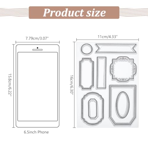 Label Clear Stamp Frame Stamps for Card Making Tag Silicone Stamps for Crafting Vintage Transparent Seals Rubber Stamp for DIY Scrapbooking Photo Albums Holiday Birthday Cards