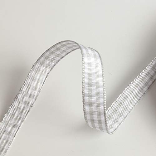 Gray Gingham Plaid Checked Ribbon 25 Yards Each Roll 100% Polyester