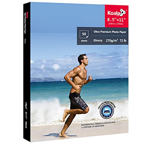 Photo Paper Resin Coated 8.5x11 In Glossy Photo Printer Paper 72lb (50 Count)