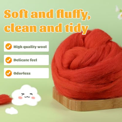 3.53oz Needle Felting Wool Roving for Needle Felting Dark Red Felting Wool